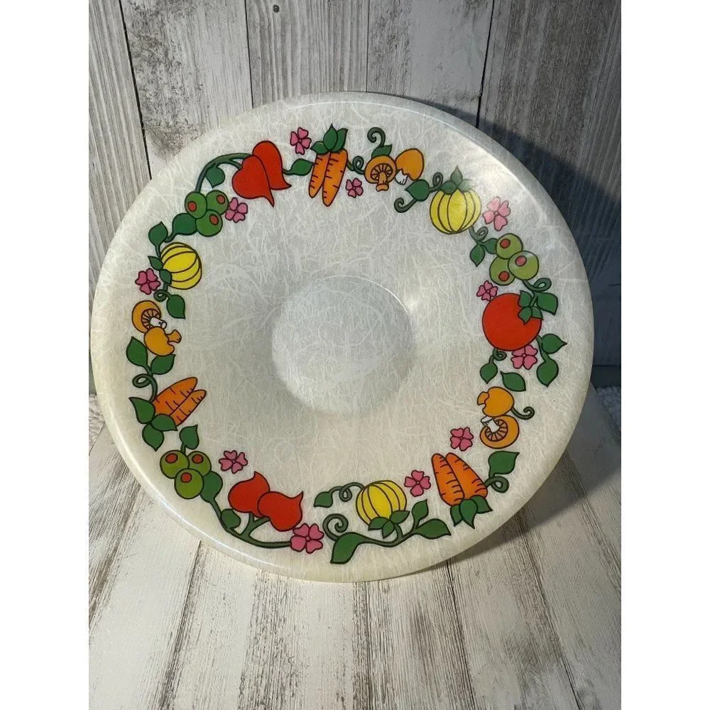Vintage Plastic Salad Serving Bowl Vegetable Design Spice of Life